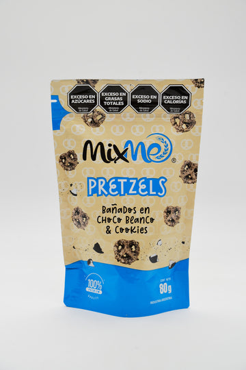 Pretzels Bañados en Chocolate Blanco y Cookies MIX ME x 80gr