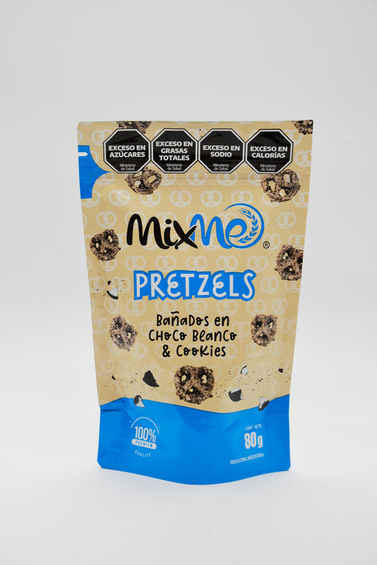 Pretzels Bañados en Chocolate Blanco y Cookies MIX ME x 80gr