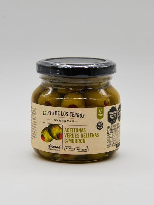 Aceitunas Verdes Rellenas con Morrón CRISTO DE LOS CERROS x 200gr
