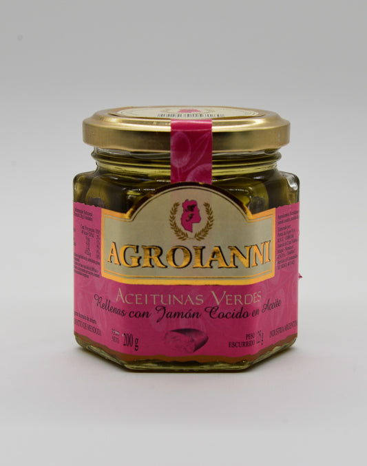 Aceitunas Rellenas Jamón Cocido AGROIANNI x 200gr